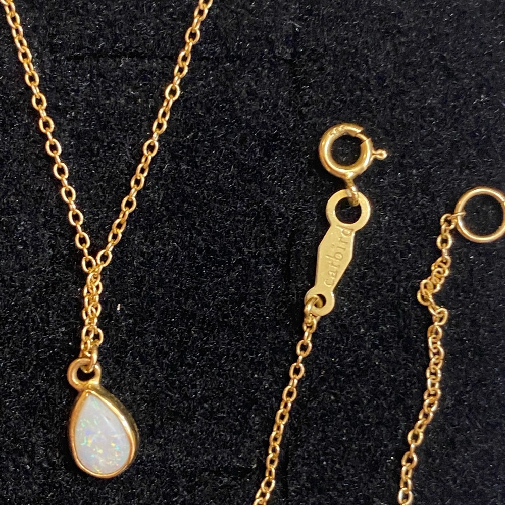 Catbird 14k gold tear drop opal necklace